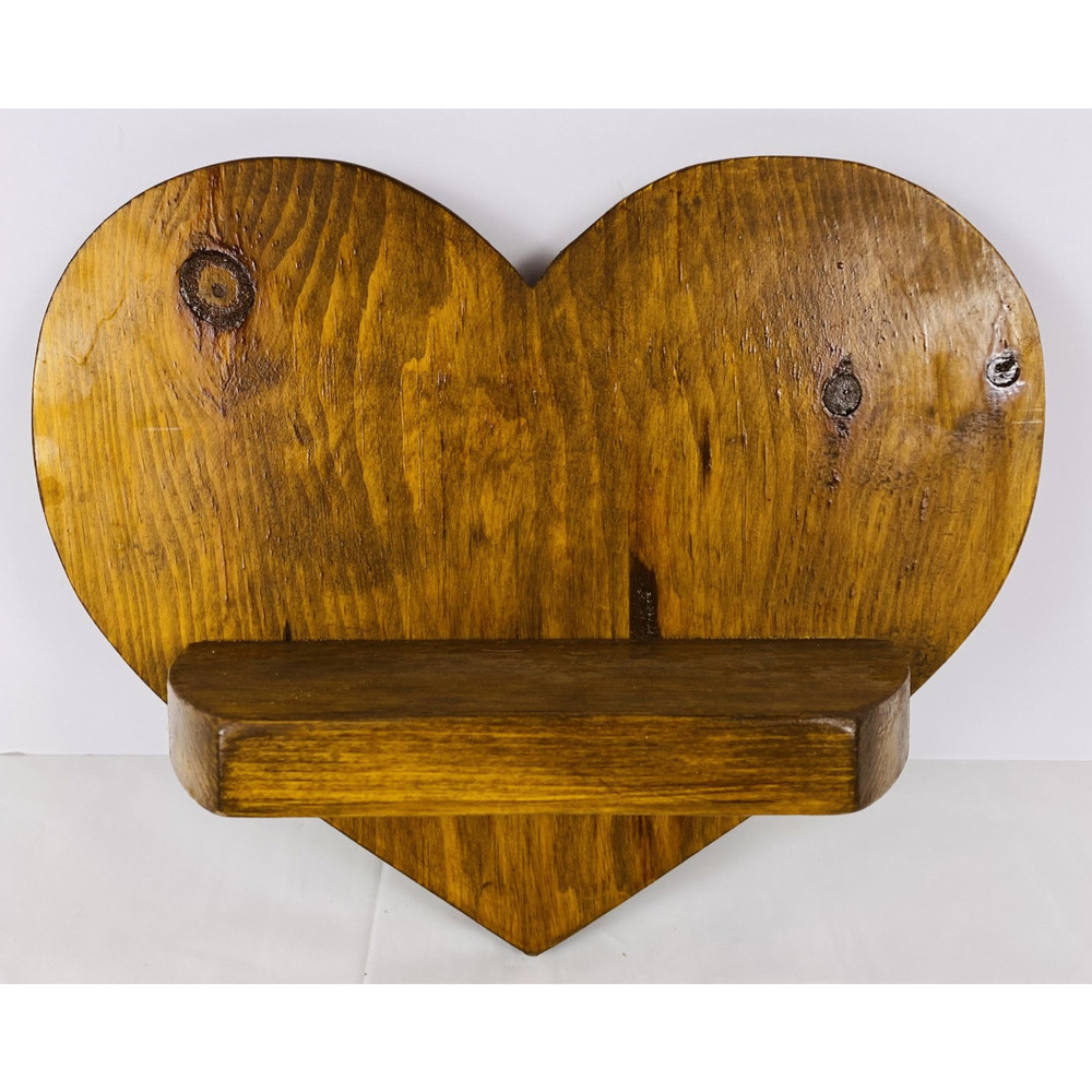 Vintage Heart Shaped Wood Wall Shelf Cottagecore, Grannycore